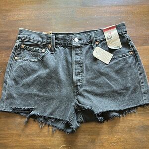 Levi's Black Jean Shorts Distressed High-Waisted